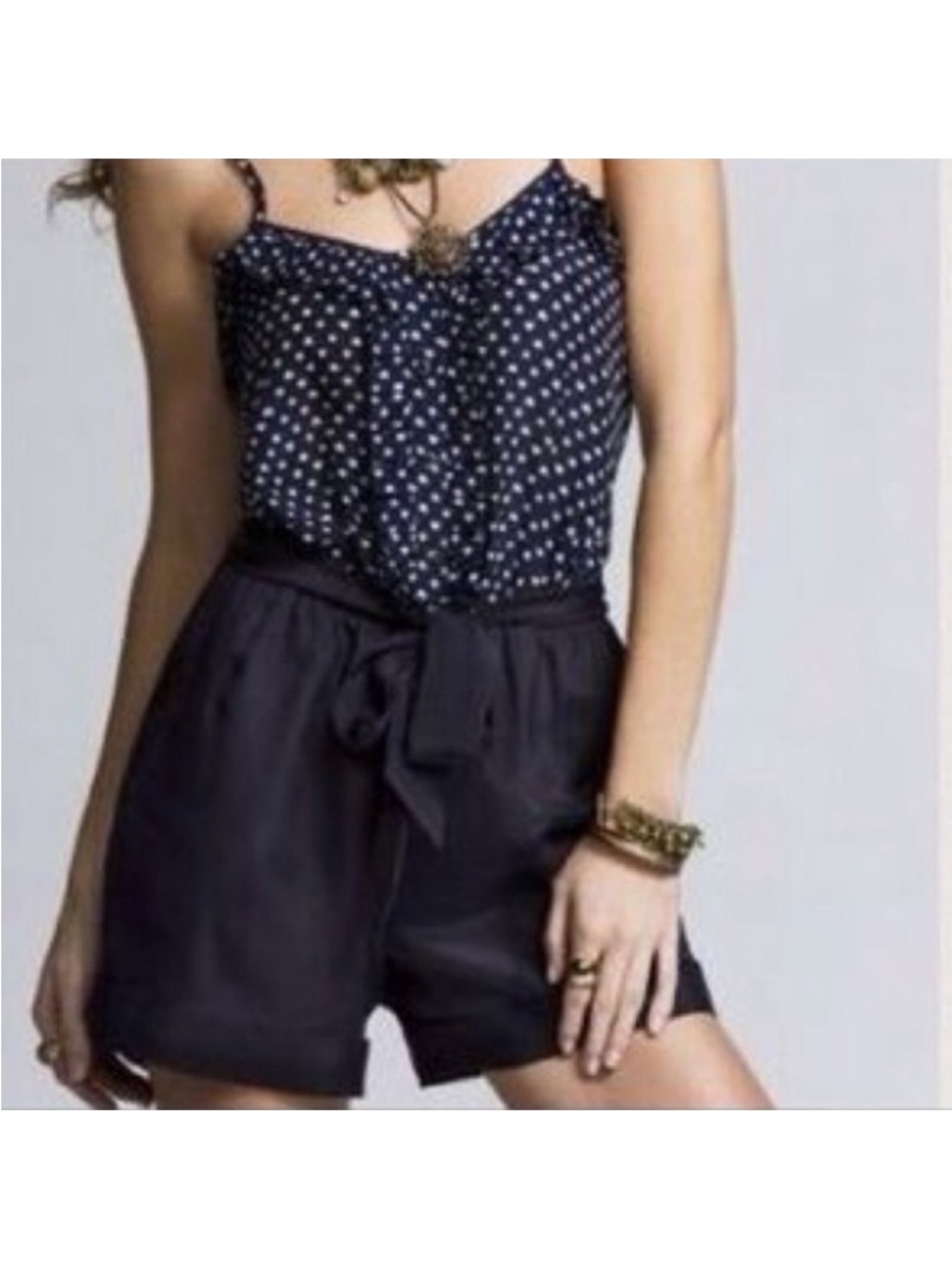EXPRESS  Navy Romper with Heart  Polka Dots-size XS